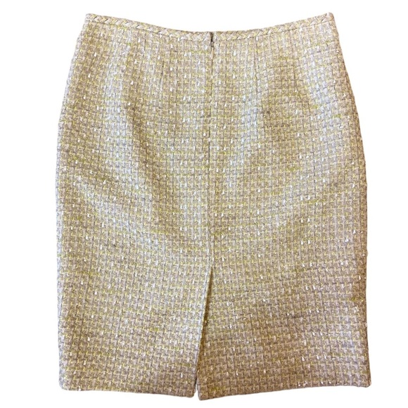 Vintage Calvin Klein Yellow Cream Tweed Pencil Skirt 2P - Picture 12 of 16